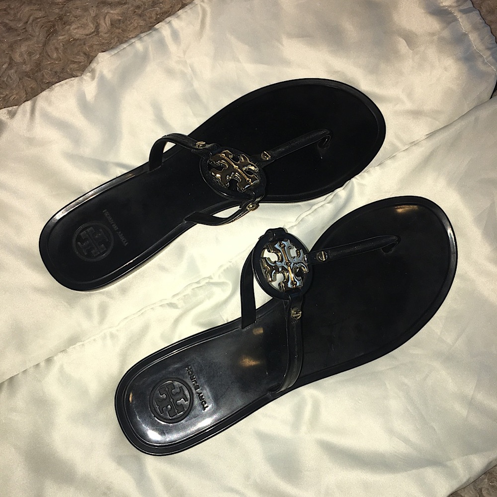 Tory Burch black gel sandals